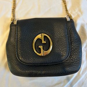 Gucci 1973 Small GHW Black Pebbled Leather Crossbody bag